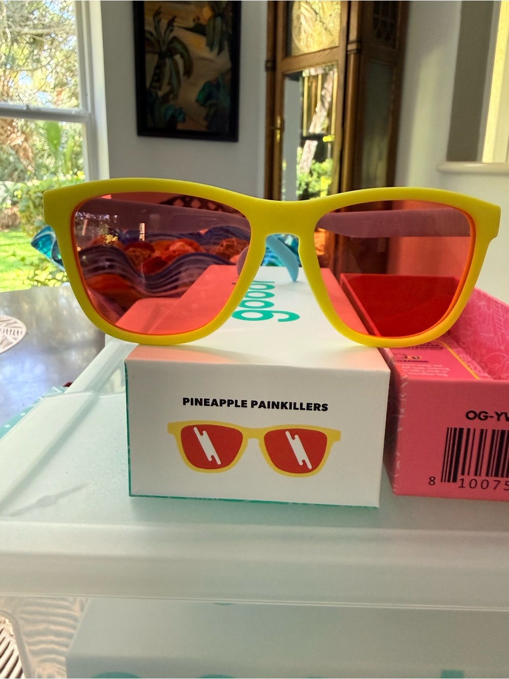 Goodr Pineapple Painkillers Yellow Sunglasses with Red Lenses